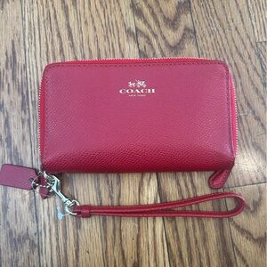 Coach red wallet
 3 1/2 x 6 1/2